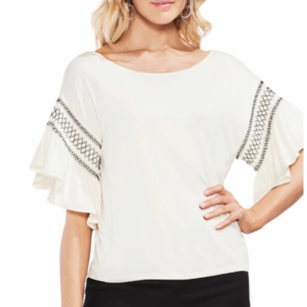 Vince Camuto Drop Shoulder Ruffle Sleeve Top xl